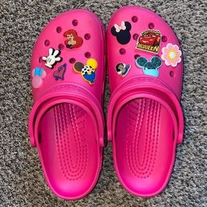 Hot pink crocs & Disney jibbets